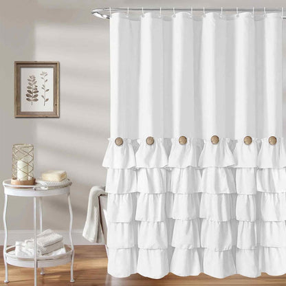 Seasonwood Black Ruffle Shower Curtain Farmhouse Shower Curtain 72 X 72