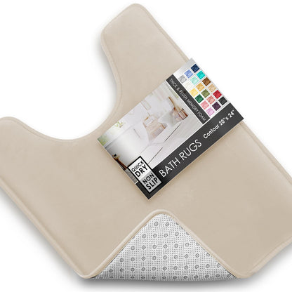 Clara Clark 3 Piece Bathroom Rugs Bath Mat Set, Velvet Memory Foam Bath Mats for Bathroom - Non-Slip, PVC Backing Bath Rugs, Washable - Dries Quickly, Green