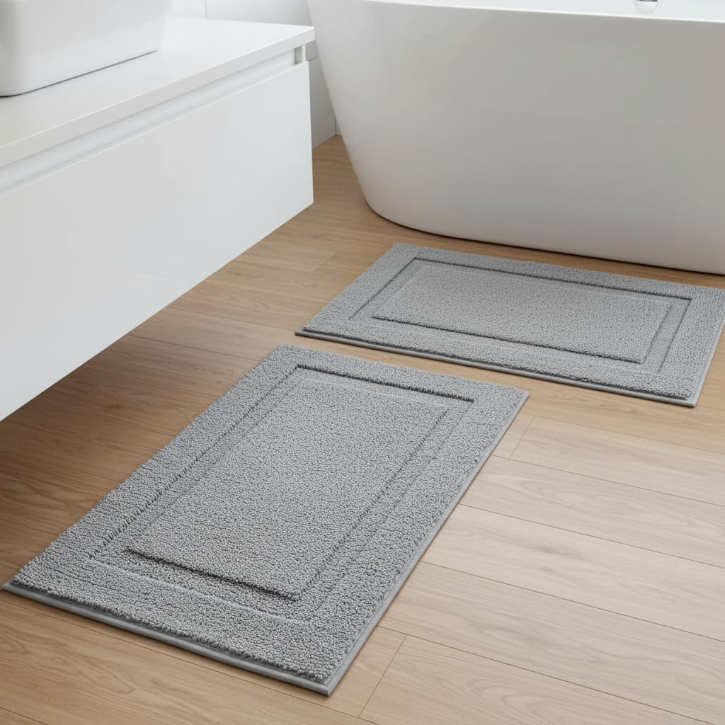 SHACOS Soft Microfiber Bathroom Rugs Set of 2 Pieces, White