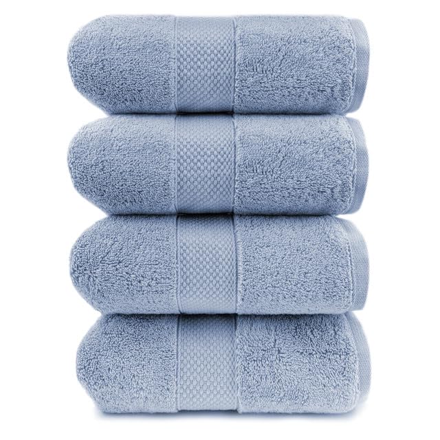 Maisonette Loft Egyptian Cotton Turkish Bath Towels, Soft, Absorbent, Ideal Quick Dry Large Luxury Bath Towel Set for Shower (30" x 58", 4 Pack), Navy Blue
