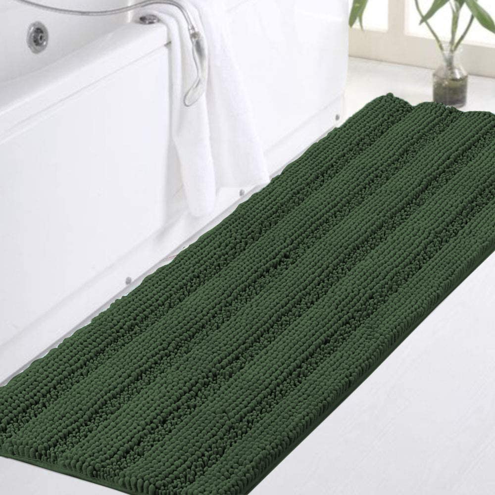 Turquoize Bathroom Runner Rug 17"x47", Soft Absorbent Chenille Bath Rug
