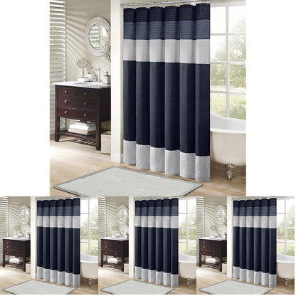 Madison Park Amherst 72 x 72 Bathroom Shower Curtain, Faux Silk, Black