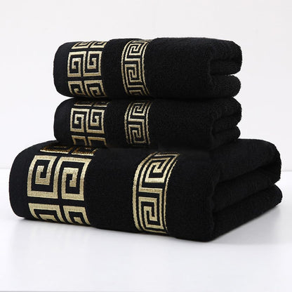 Highly Absorbent Embroidered Bath Towel Set of 3, 100% Cotton Bath Towels