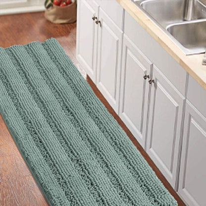 Turquoize Bathroom Runner Rug 17"x47", Soft Absorbent Chenille Bath Rug