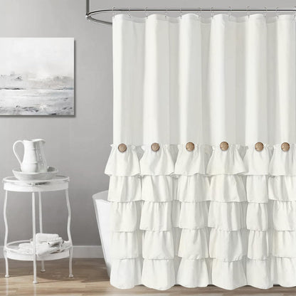 Seasonwood Black Ruffle Shower Curtain Farmhouse Shower Curtain 72 X 72
