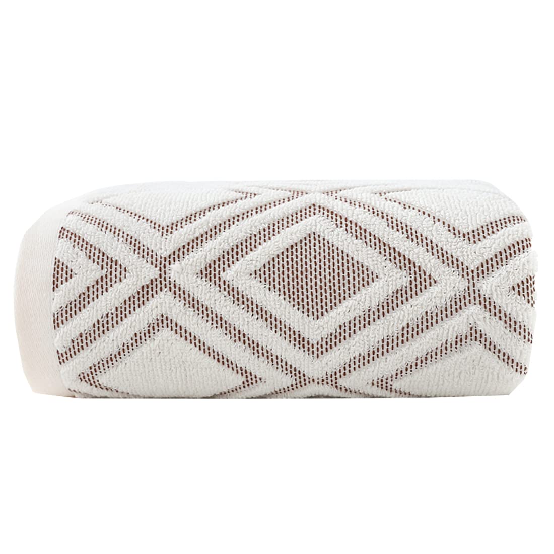 Pidada Hand Towels Set of 4 Diamond Pattern 100% Cotton Absorbent Soft Decorative Towel for Bathroom (Beige Brown)