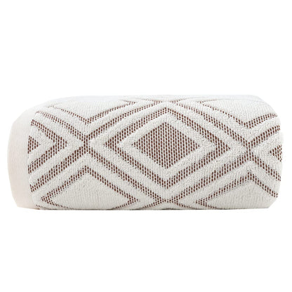 Pidada Hand Towels Set of 4 Diamond Pattern 100% Cotton Absorbent Soft Decorative Towel for Bathroom (Beige Brown)