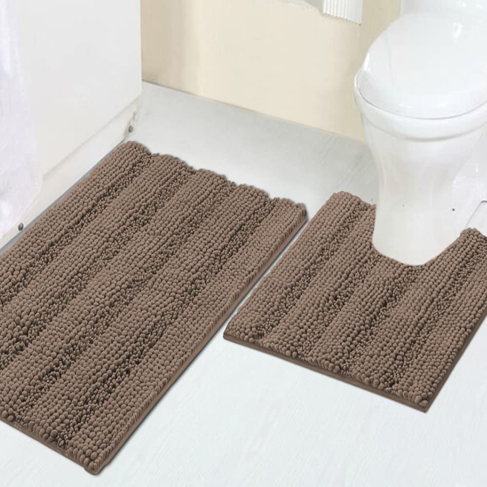 Turquoize Bathroom Runner Rug 17"x47", Soft Absorbent Chenille Bath Rug