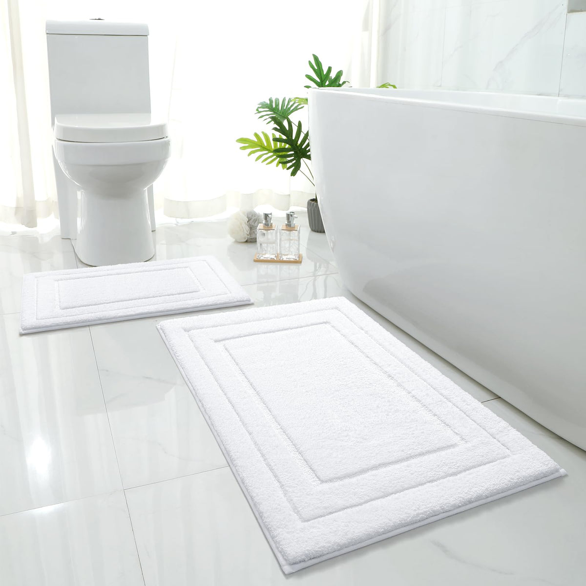 HOMEIDEAS Fall Bathroom Rugs Sets, 2 Piece Soft Bath Mat Burnt Orange