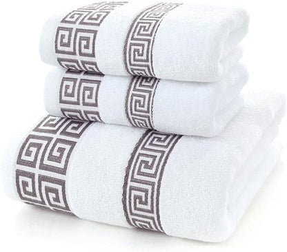 Highly Absorbent Embroidered Bath Towel Set of 3, 100% Cotton Bath Towels