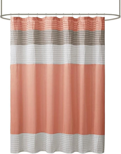 Madison Park Amherst 72 x 72 Bathroom Shower Curtain, Faux Silk, Black