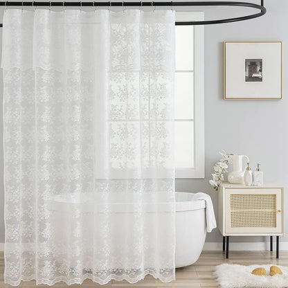TUDECO Black Lace Shower Curtain with Valance, Gothic Style, 72 x 72 Inch