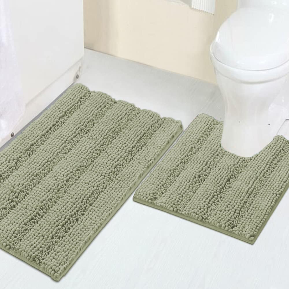 Turquoize Bathroom Runner Rug 17"x47", Soft Absorbent Chenille Bath Rug
