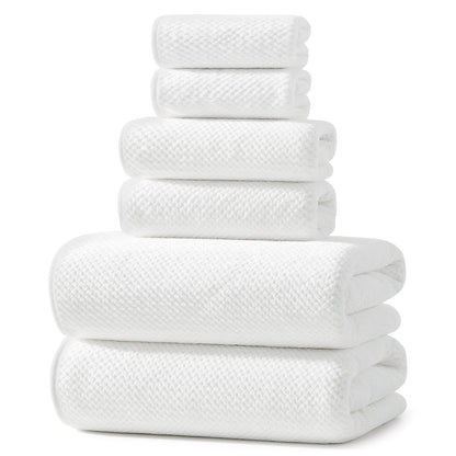 REDKISS 6-Piece Bath Towel Set - 2 Washcloths, 2 Hand Towels, 2 Bath Towels | Ultra-Fiber Coral Fleece, Super Absorbent, No Lint & No Fading | Perfect for Bathroom, Spa, Gym | Family & Adults-Camel