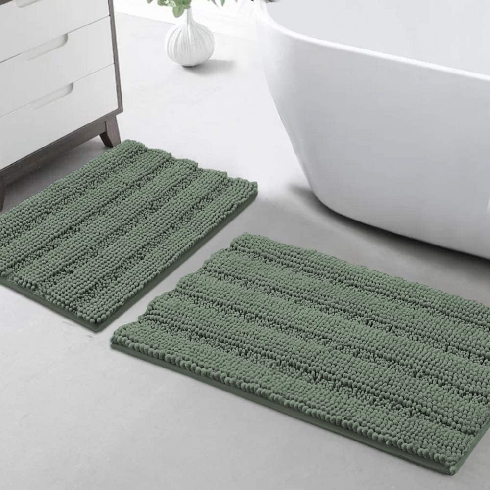 Turquoize Bathroom Runner Rug 17"x47", Soft Absorbent Chenille Bath Rug