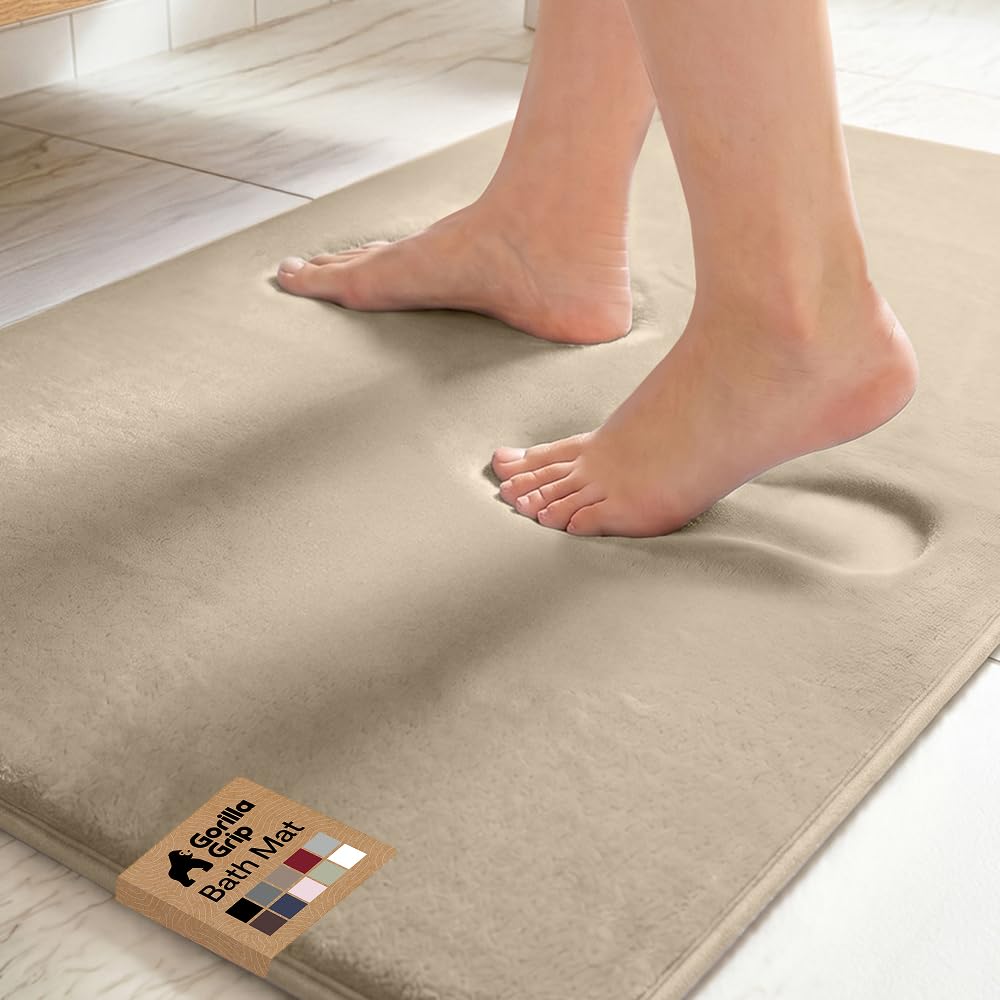 GORILLA GRIP® Memory Foam Bath Rug for Bathroom, 36x24 Graphite Gray