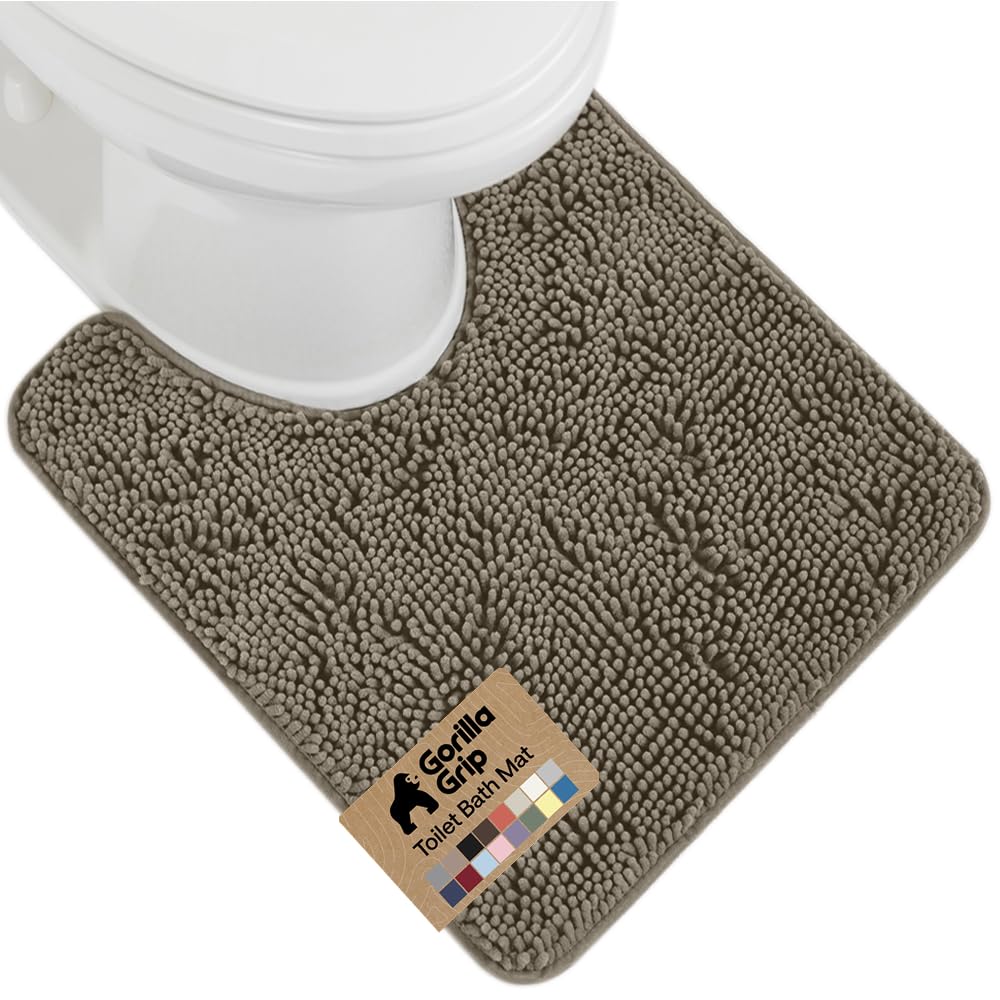 GORILLA GRIP Bath Rug Mat for Bathroom, Absorbent Chenille, 30x20 Gray