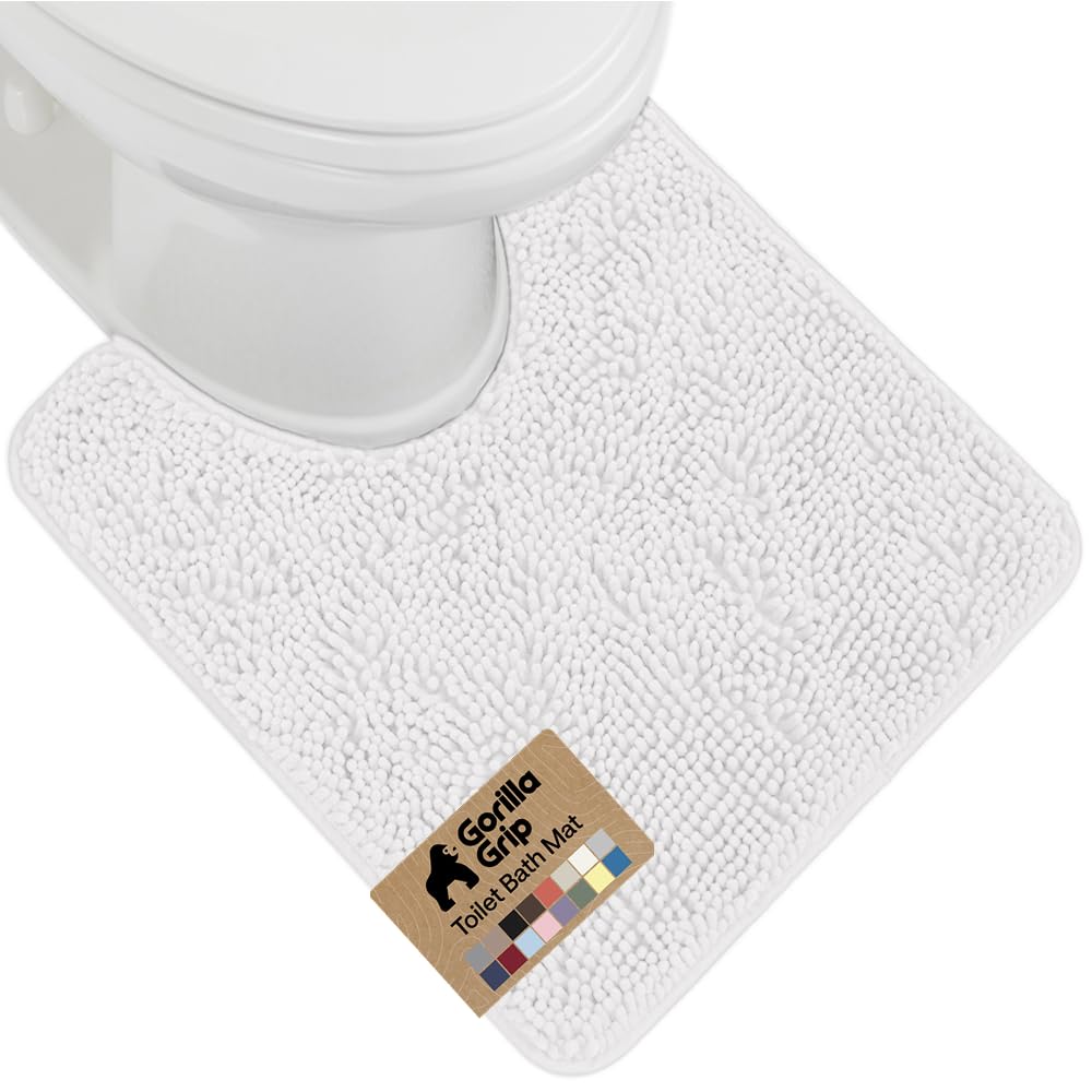 GORILLA GRIP Bath Rug Mat for Bathroom, Absorbent Chenille, 30x20 Gray