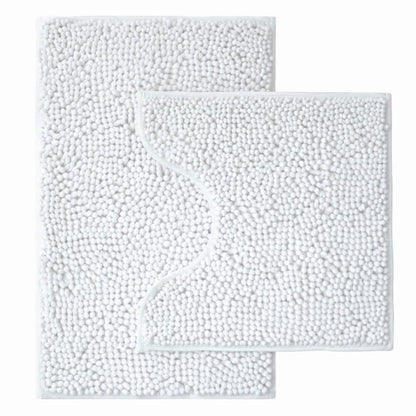 Bathroom Rugs Sets 2 Piece,Super Absorbent Chenille Bath Mats and U-Shaped Toilet Rug,Strong PVC Non Slip Backing,Microfiber Washable Dry Quickly Bath Mats for Bathroom(20"x32"+20"x20"U, Light Grey)