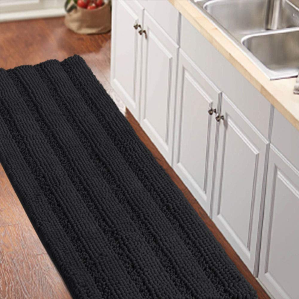 Turquoize Bathroom Runner Rug 17"x47", Soft Absorbent Chenille Bath Rug