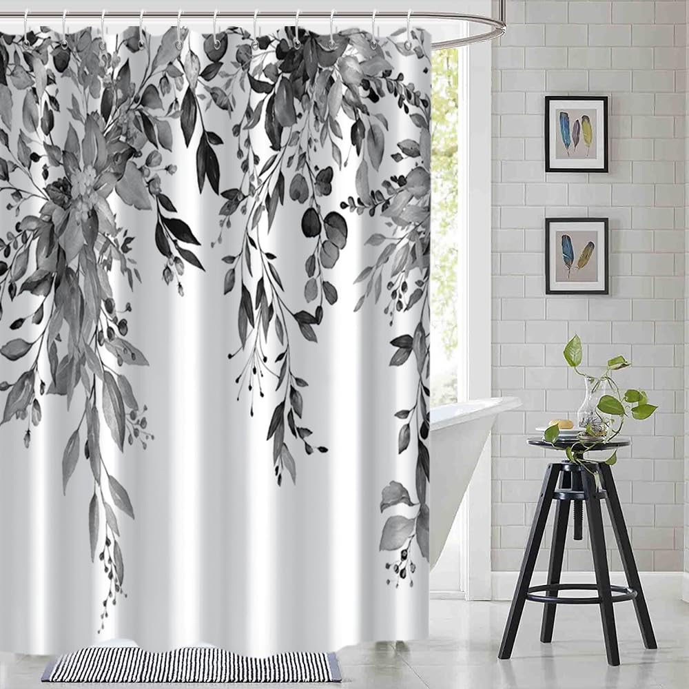 Blue and Green Eucalyptus Shower Window Curtain 40x36 Inch