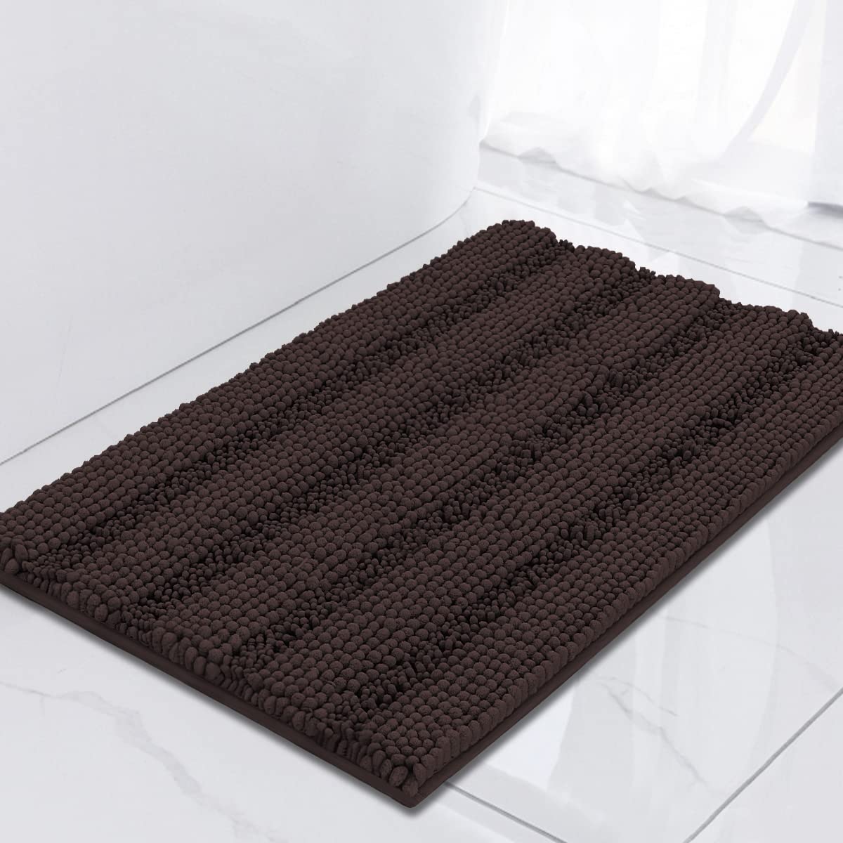 Turquoize Bathroom Runner Rug 17"x47", Soft Absorbent Chenille Bath Rug