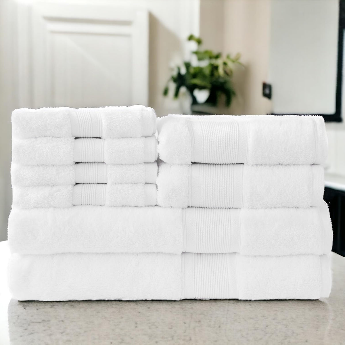 Luzia 8 Piece Bathroom Towel Set - 100% Turkish Cotton, Premium Quality - 2 Bath Towels 2 Hand Towels and 4 Washcloths (Coral)