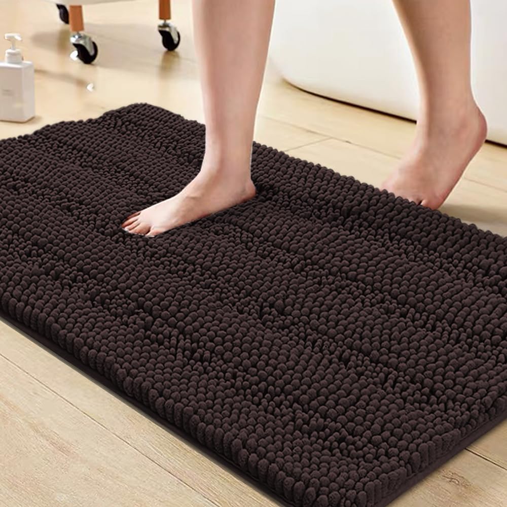 Turquoize Bathroom Runner Rug 17"x47", Soft Absorbent Chenille Bath Rug