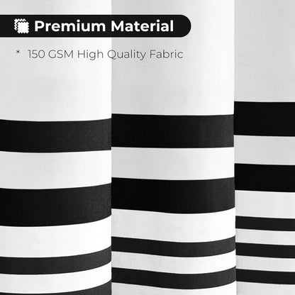 Seasonwood Black and White Shower Curtain with Tassels, 72 x 72