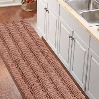 Turquoize Bathroom Runner Rug 17"x47", Soft Absorbent Chenille Bath Rug