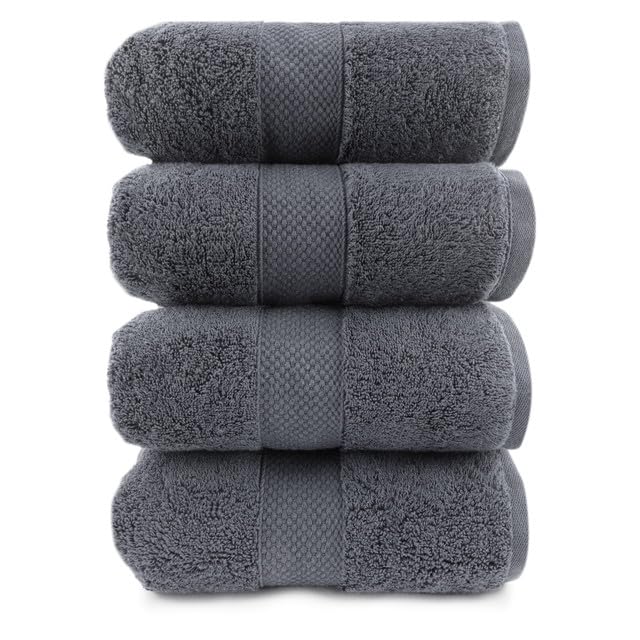 Maisonette Loft Egyptian Cotton Turkish Bath Towels, Soft, Absorbent, Ideal Quick Dry Large Luxury Bath Towel Set for Shower (30" x 58", 4 Pack), Navy Blue