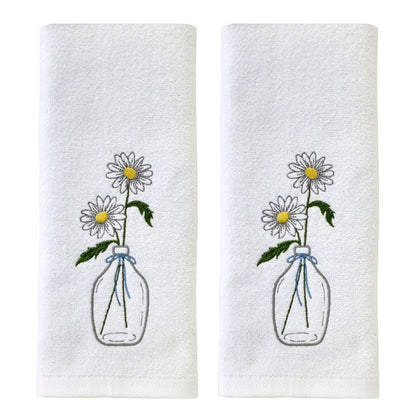 SKL Home Floral Hand Towel Set-2pc, 100% Cotton Jacquard, Gray