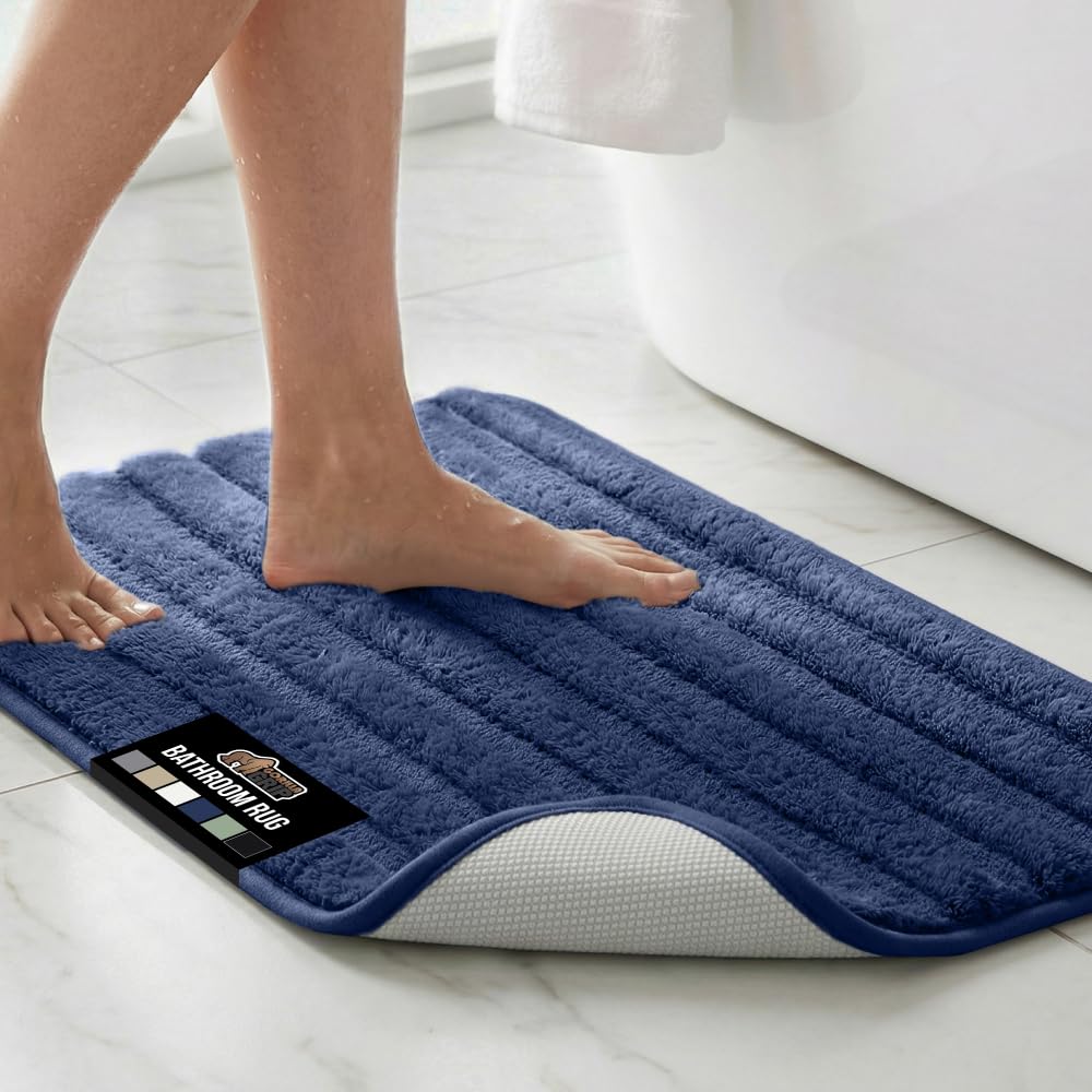 GORILLA GRIP Memory Foam Bathroom Rugs, Absorbent Bath Mat, 30x18 Gray