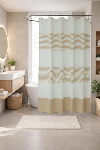 Serafina Home Nautical Striped Blue and White Fabric Shower Curtain: