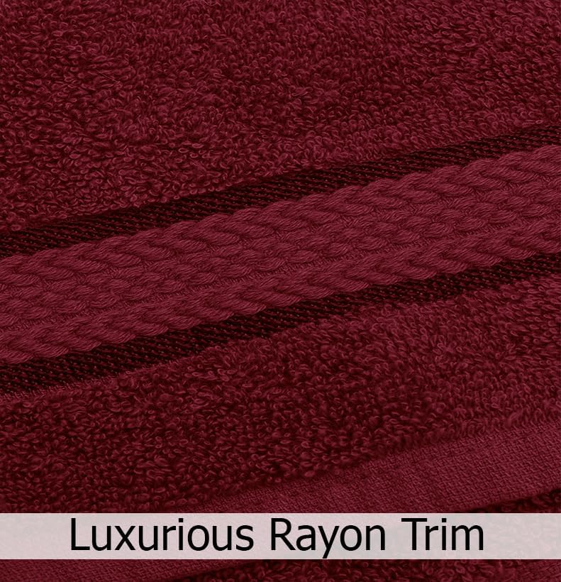 COTTON CRAFT Ultra Soft 6 Piece Towel Set - 100% Cotton Towels - Burgundy
