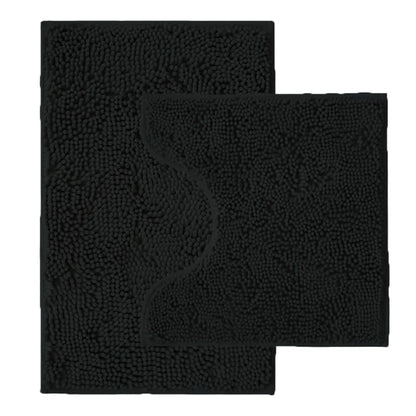 Bathroom Rugs Sets 2 Piece,Super Absorbent Chenille Bath Mats and U-Shaped Toilet Rug,Strong PVC Non Slip Backing,Microfiber Washable Dry Quickly Bath Mats for Bathroom(20"x32"+20"x20"U, Light Grey)