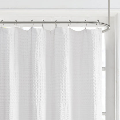 Madison Park Arlo Shower Curtain for Bathroom, 72 x 72, White