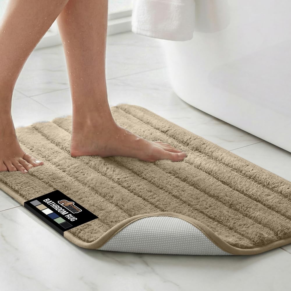 GORILLA GRIP Memory Foam Bathroom Rugs, Absorbent Bath Mat, 30x18 Gray
