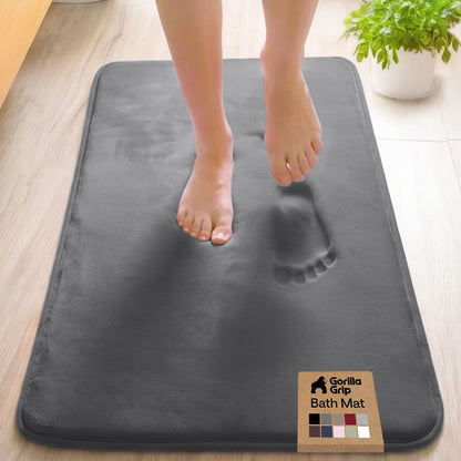 GORILLA GRIP® Memory Foam Bath Rug for Bathroom, 36x24 Graphite Gray
