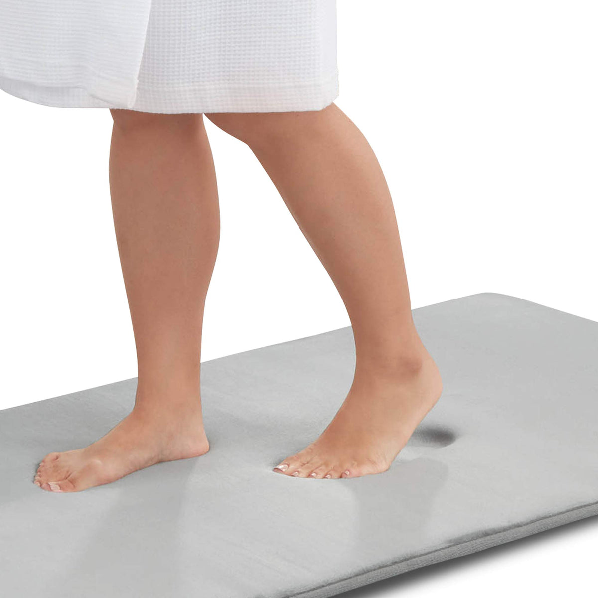 Memory Foam Bath Mat Non Slip Absorbent Super Cozy Velvet Bathroom Rug Carpet (20 inches X 32 inches, Grey)