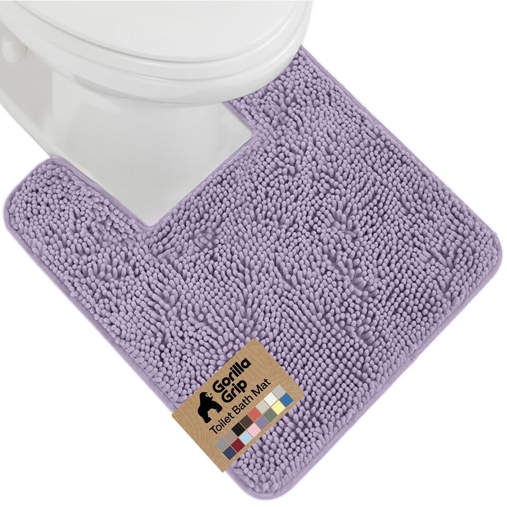 GORILLA GRIP Bath Rug Mat for Bathroom, Absorbent Chenille, 30x20 Gray