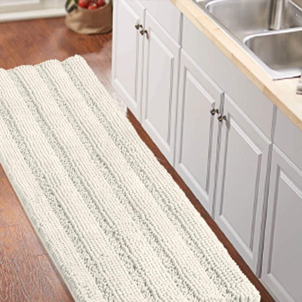 Turquoize Bathroom Runner Rug 17"x47", Soft Absorbent Chenille Bath Rug