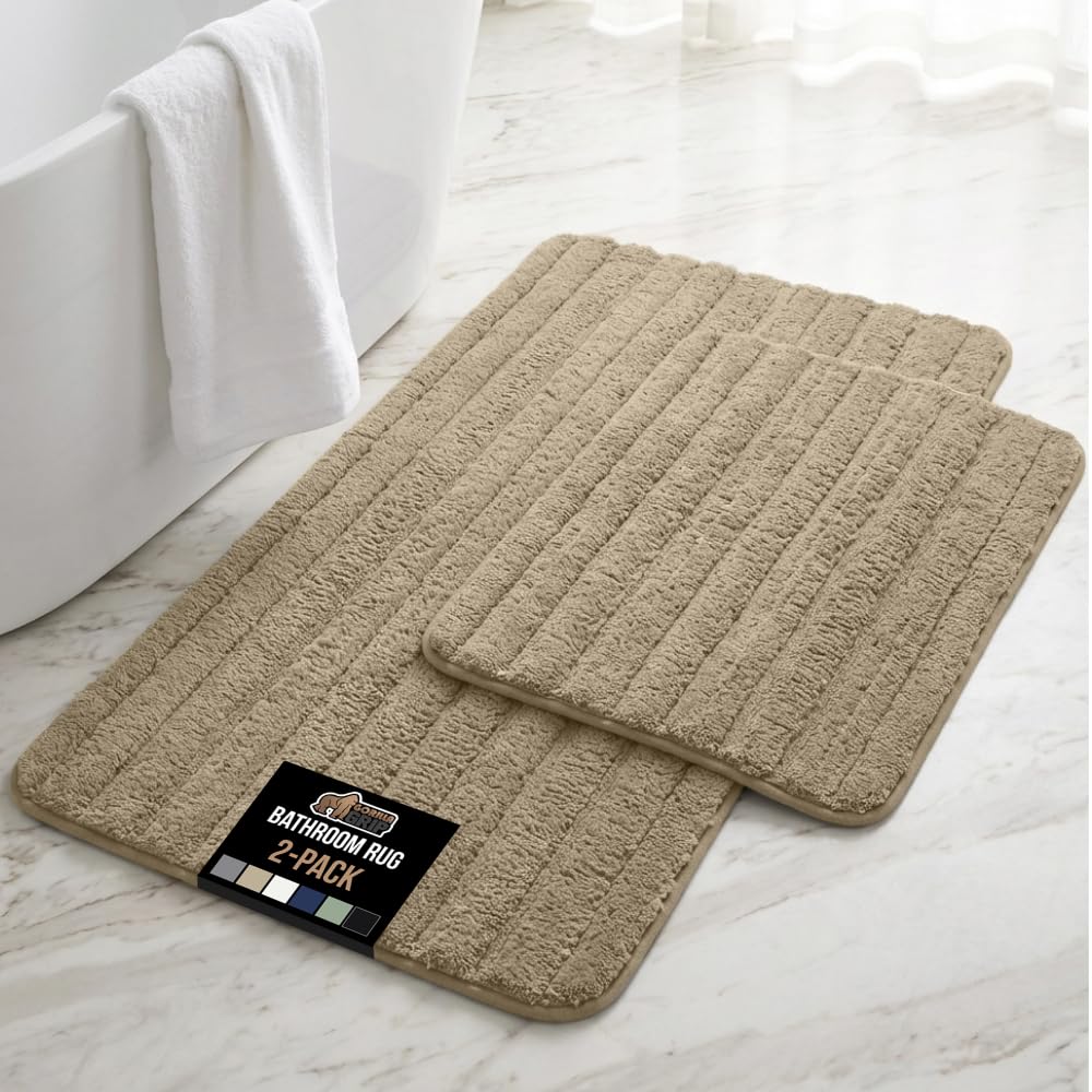 GORILLA GRIP Memory Foam Bathroom Rugs, Absorbent Bath Mat, 30x18 Gray