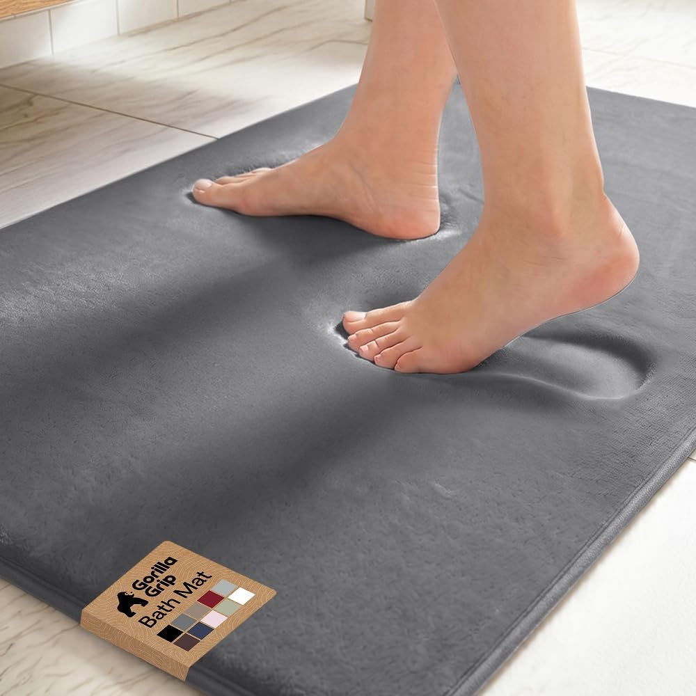 GORILLA GRIP® Memory Foam Bath Rug for Bathroom, 36x24 Graphite Gray