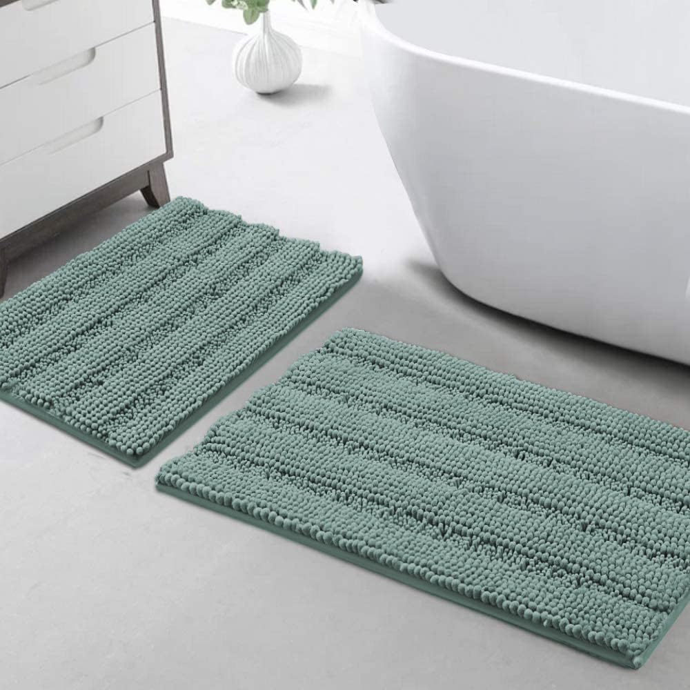 Turquoize Bathroom Runner Rug 17"x47", Soft Absorbent Chenille Bath Rug