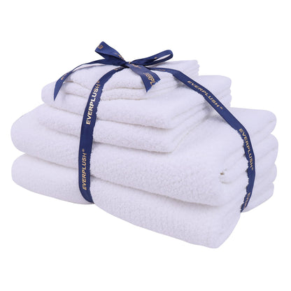 Everplush Diamond Jacquard 6 Pieces Bath Towel Set, Luxury Super Soft Oversized Towels, Highly Absorbent Diamond Jacquard Quick Dry Bath Towel for Bathroom Navy Blue Towel Set