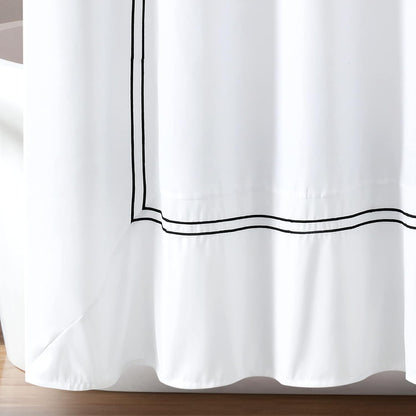 Lush Decor Hotel Collection Shower Curtain Single 72" W x 72" L White & Black - White Shower Curtains for Bathroom - Bathroom Curtain - Modern Decor