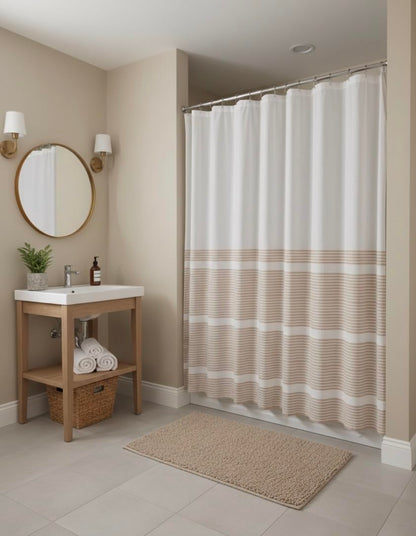 Serafina Home Nautical Striped Blue and White Fabric Shower Curtain:
