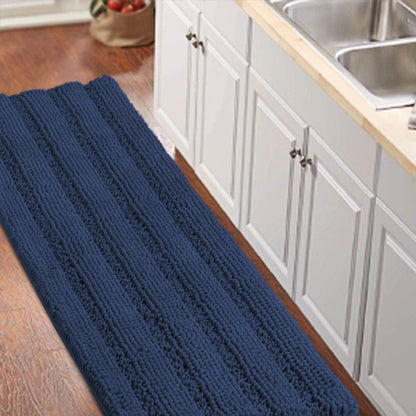 Turquoize Bathroom Runner Rug 17"x47", Soft Absorbent Chenille Bath Rug