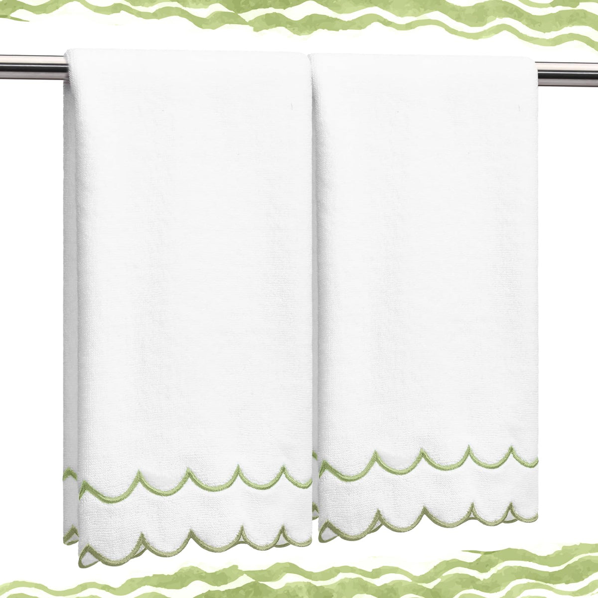 Hahafelt 2 Scalloped Hand Towels Fingertip Towels for Bathroom,Black White